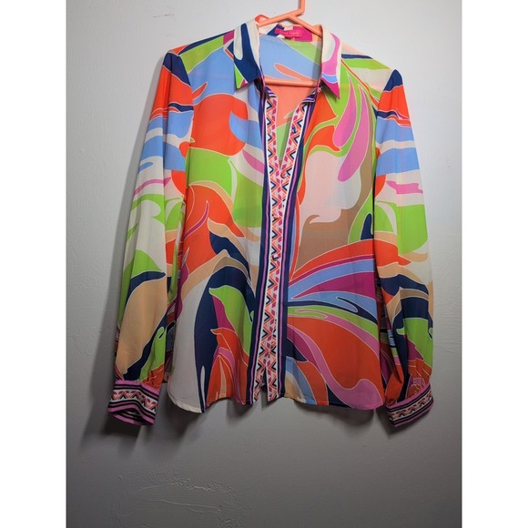 Flying Tomato Tops - Flying Tomato Button Up Top Paisley‎ Long Sleeve Women Size S